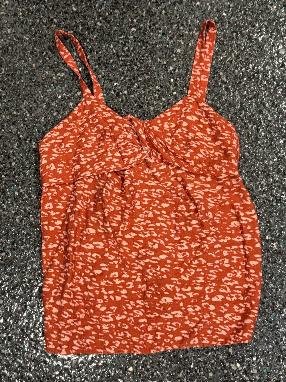 Simply Vera Vera Wang Women’s M Rust & White Animal Print Smocked Tie Cami Tank